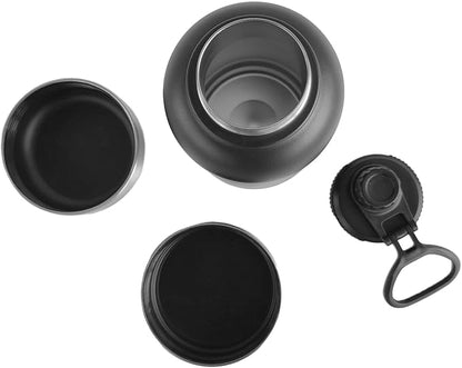 OUT 'N WILD Portable Dog Insulated Water Bottle & Bowls - All-in-One Travel Accessories Pet Food & Liquids for Car, Hiking, Camping - Leak-Proof, Double Walled - 32 oz, 2 Dog Bowls, Black