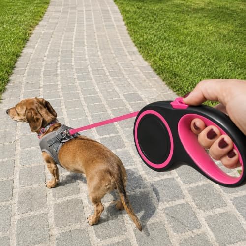 Retractable Dog Leash, 44 LBS /16FT Long, Small & Medium Dogs, Pink - Image 5