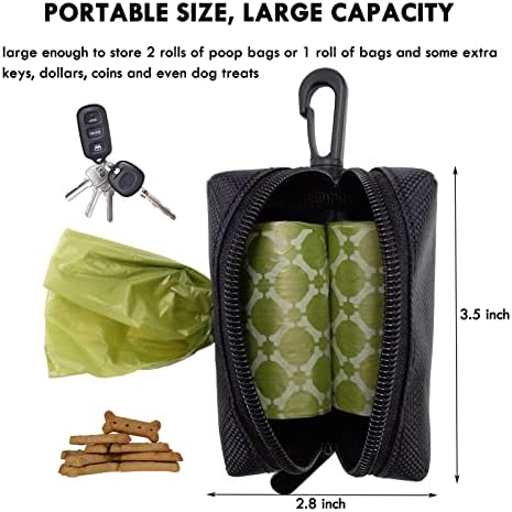 Dog Poop Bag Rolls Holder for Leash + 20 Doggy Waste Bags, Black - Image 4