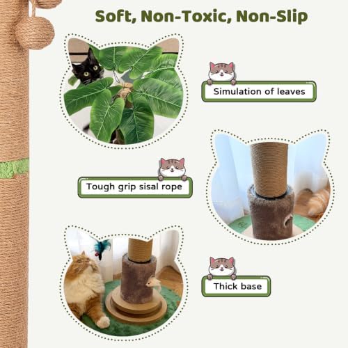 【Material Upgrade】 Famifit 50.8" Plant Cat Scratching Post, Tall Cat Tree - Image 3