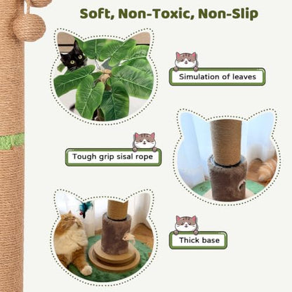 【Material Upgrade】 Famifit 50.8" Plant Cat Scratching Post, Tall Cat Tree - Image 3