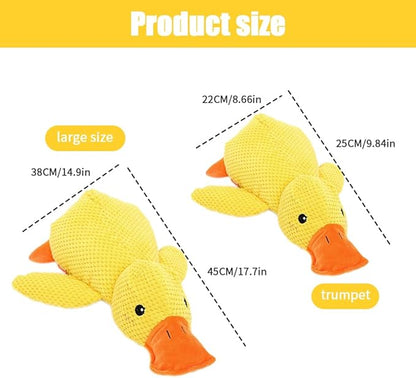 2024 New Quack-Quack Duck Dog Toy, Durable The Mellow Dog Calming Duck Dog Toy, Yellow Stuffed Dog Cat Pet Squeak Chew Toys for Dogs Indoor Puppy (C)