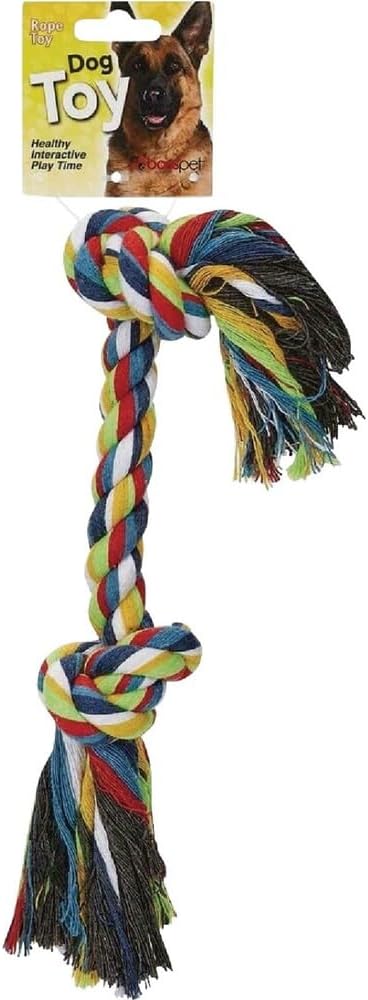 Diggers Multicolored Rag Bone Cotton Rope Dog Tug Toy Small