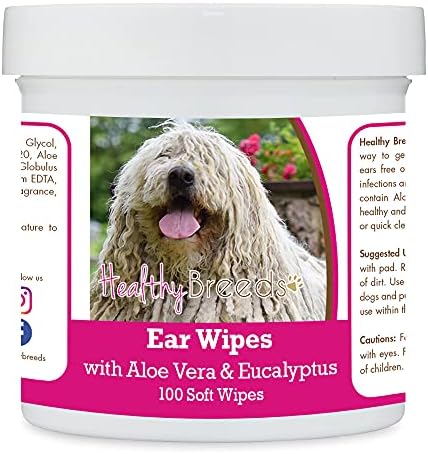Healthy Breeds Komondorok Ear Cleaning Wipes with Aloe & Eucalyptus for Dogs 100 Count by HealthyBreeds