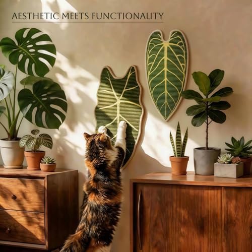 Premium Natural Sisal Botanical Leaf Cat Scratcher Mat, Extra Large Leaf-Shaped for Wall & Floor, Indoor Jungle Decor, Furniture Protector, Durable Cat Scratcher with Stylish Leaf Design (Anthurium) - Image 2