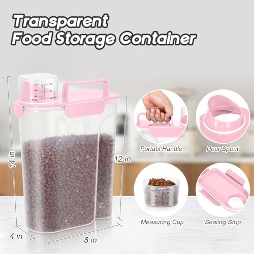 LEAWALK 8-12LBS Dog Food Storage Container, Upgraded Large Nozzle BPA-free, Plastic Pet Food Storage Containers With 4 Sealed Clasps, 1 Measuring Cup and Handle, Easy to Clean and Carry - Image 2
