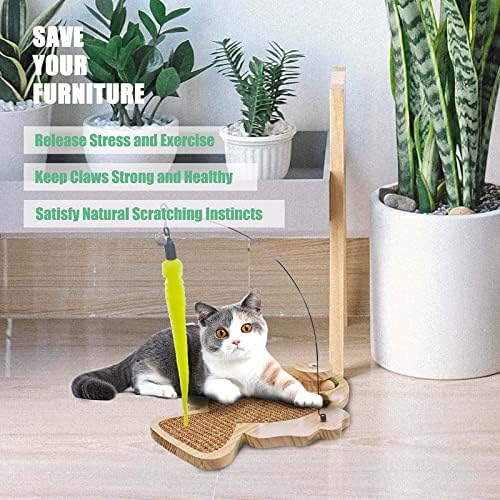 Petest Interactive Cat Toy Natural Sisal Cat Scratcher Toy with Catnip Balls, Fish Design - Image 4