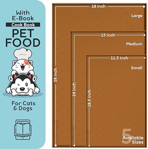 Dog Food Mat - 24x15 Raised Edges Dogs Mat for Food and Water Prevent Spill, Waterproof Cat Food Mats Protect Floors, Easy Clean Dog Bowl Mats for Food and Water, Silicone Pet Feeding Placemats - Image 2