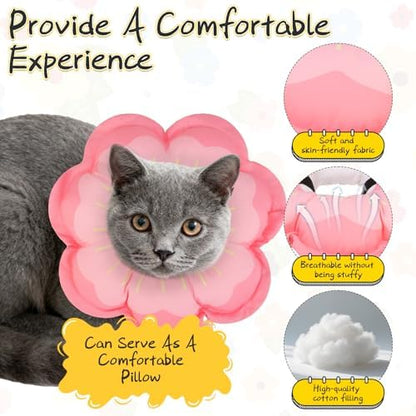 EXPAWLORER Cat Cone Collar Soft, Cat E Collar Recovery After Surgery to Stop Licking, Adjustable Waterproof Cute Neck Elizabethan Pet Kitten Puppy Donut Pillow for Cats Puppy Wound Healing, Pinks - Image 4
