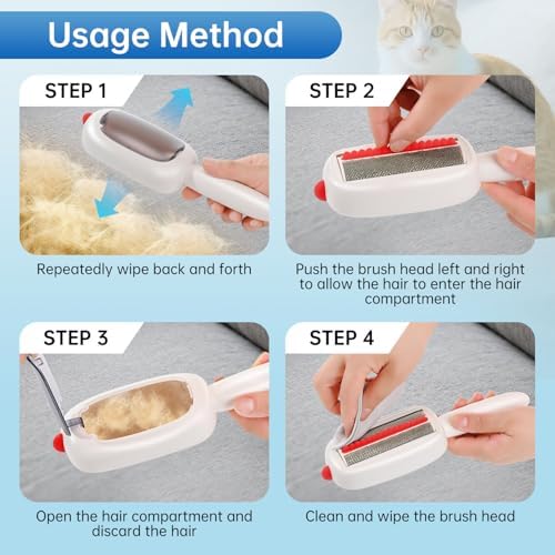Reusable Pet Hair Remover Lint Roller Brush, Washable Pet Cat Dog Hair Removal Roller Tool for Clothes (White) - Image 3