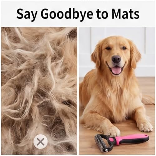 2-in-1 Deshedding Dog Brush for Shedding, Undercoat Rake for Dogs with Long or Short Hair, Furminator for Cats Alternative, Pet Pro Grooming Tool Kit Blue & Pink, Dog Brush for Short Haired Dogs Too - Image 7