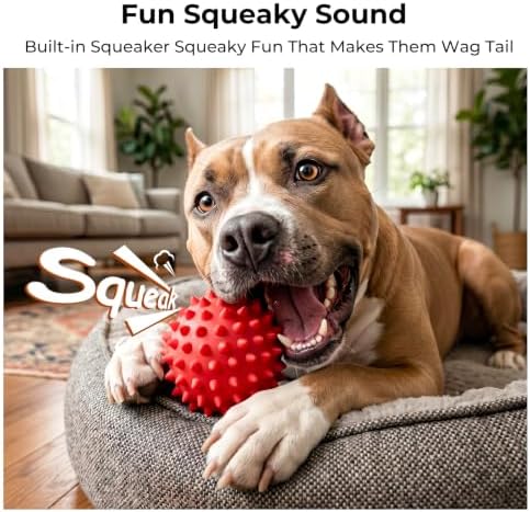 Beef-Flavored 3.5'' Tough Squeaky Ball for Dogs, 25-80lbs Pack of 2 - Image 2
