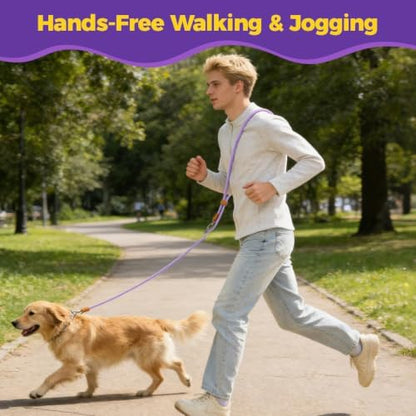 Hands-Free Double Dog Leash 2-in-1 Convertible for Walking & Jogging Purple - Image 2