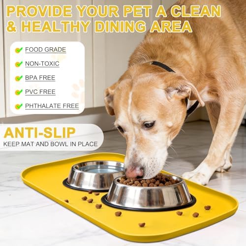 SMILOOL Waterproof Silicone Pet Food Mat with Raised Edge for Dog & Cat - Image 3