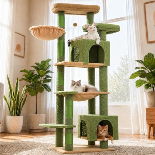 69" Cactus Cat Tree for Indoor Cats Large Adult, Multi-Level Cat Tower by UYMI