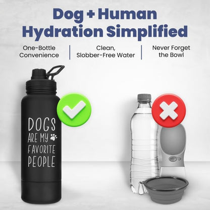 Rubyloo Dog Water Bottle w/Detachable Bowl for Dog Lovers, Favorite People - Image 2