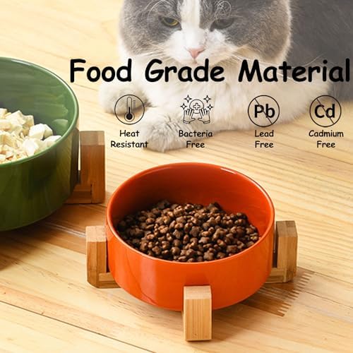 Petygooing Ceramic Dog Cat Bowl Set with Stand - Medium Dog Bowls, Anti-Slip Set of 2 - 28 OZ /3.6 Cups - Rust Red - Image 4