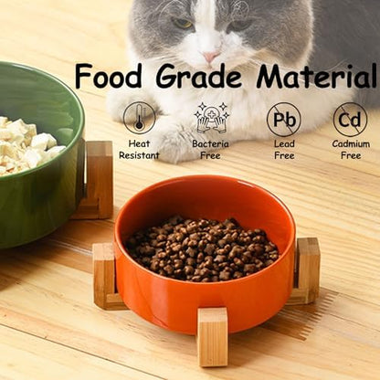 Petygooing Ceramic Dog Cat Bowl Set with Stand - Medium Dog Bowls, Anti-Slip Set of 2 - 28 OZ /3.6 Cups - Rust Red - Image 4