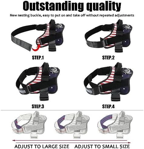 Dog Harness, No-Pull Reflective Dog Vest, Breathable Adjustable Pet Harness with Handle for Outdoor Walking - No More Pulling, Tugging or Choking (Flag, Small) - Image 3