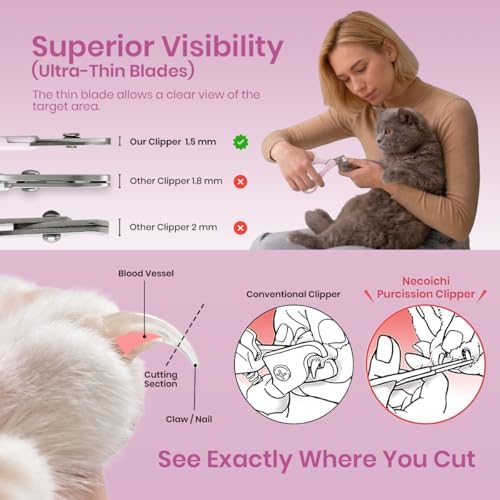 Necoichi Purrcision Stainless Steel Cat Nail Clipper, Made in Japan (Lilac) - Image 7