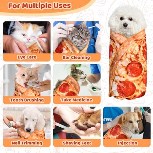 31.5" Pizza Shapes Large Cat Grooming Wrap for Cutting Nails - Image 3
