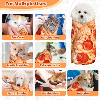 31.5" Pizza Shapes Large Cat Grooming Wrap for Cutting Nails - Image 3