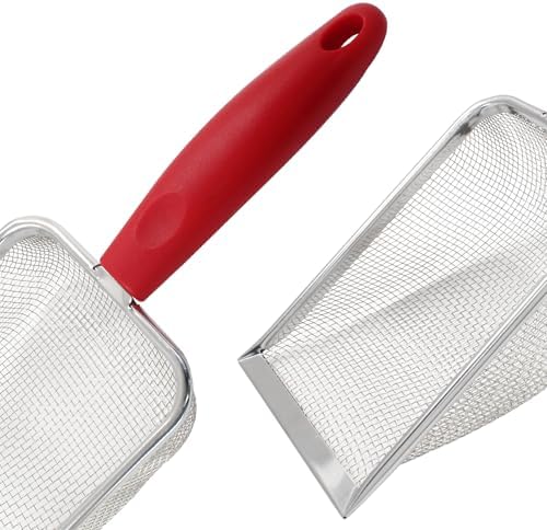 Hordion Cat Litter Scoop Stainless Steel Mesh Scooper, 2mm Mesh, Red - Image 4