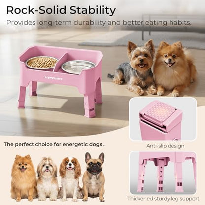 URPOWER Mess Proof Elevated Dog Bowls, Splash Guard Raised Bowl Stand - Image 6