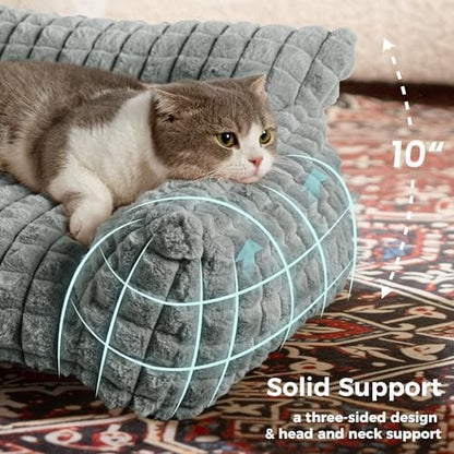 Cat Couch Bed with Fluffy Faux Rabbit Fur for Indoor Cats, 24 Inch - Image 3