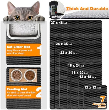 Cat Litter Mat 27"x46",Double Layer EVA litterbox Mat, Black - Image 2