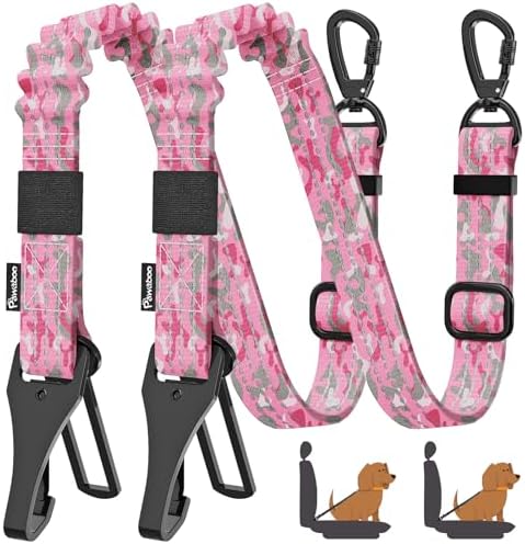 Pawaboo 2Pack Dog Car Seatbelt, 3-in-1 Dog Tether with Buckle & Hook Latch by Pawaboo