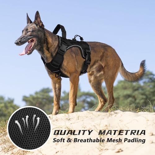WINGOIN Black Tactical Dog Harness for Medium Size Dogs,No Pull Dog Harness - Image 5