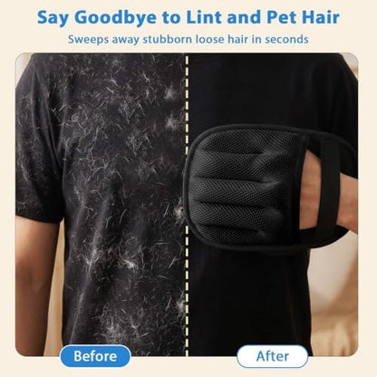 SUETT Pet Hair Removal Gloves, Reusable Five-Finger Grooming Gloves for Dogs and Cats, Removes Pet Hair from Clothes, Sofas, Carpets, and Car Seats, Black - Image 4