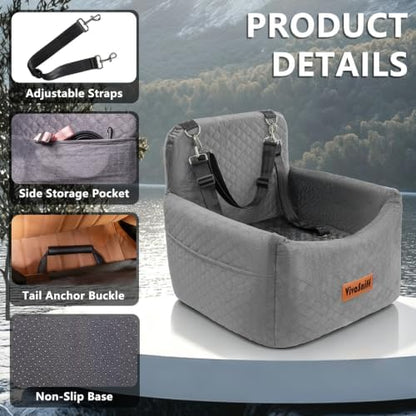 Dog Booster Car Seat for Small/Medium Dogs & Cats-Hardside-Grey - Image 2