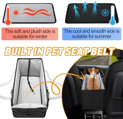 Portable Dog Car Seat for Small Dogs, Puppy Car Seat, Black&White - Image 6