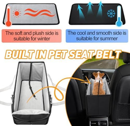 Portable Dog Car Seat for Small Dogs, Puppy Car Seat, Black&White - Image 6