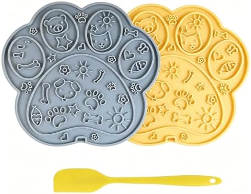 Lick Mat for Dogs Cats 2 Pcs Paw Shaped Silicone with Suction Cups by Wfciosdv