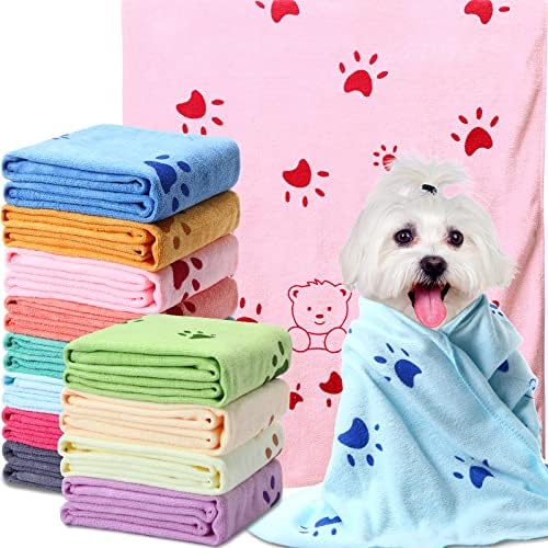 Moukeren 12 Pcs Dog Drying Towel 20''x39'' Microfiber Absorbent Bulk by Moukeren