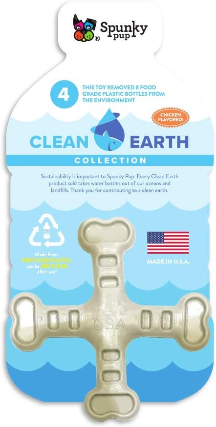 Spunky Pup Clean Earth Recycled Crossbones | Made in USA | Made from 100% Recycled Water Bottles, Gray