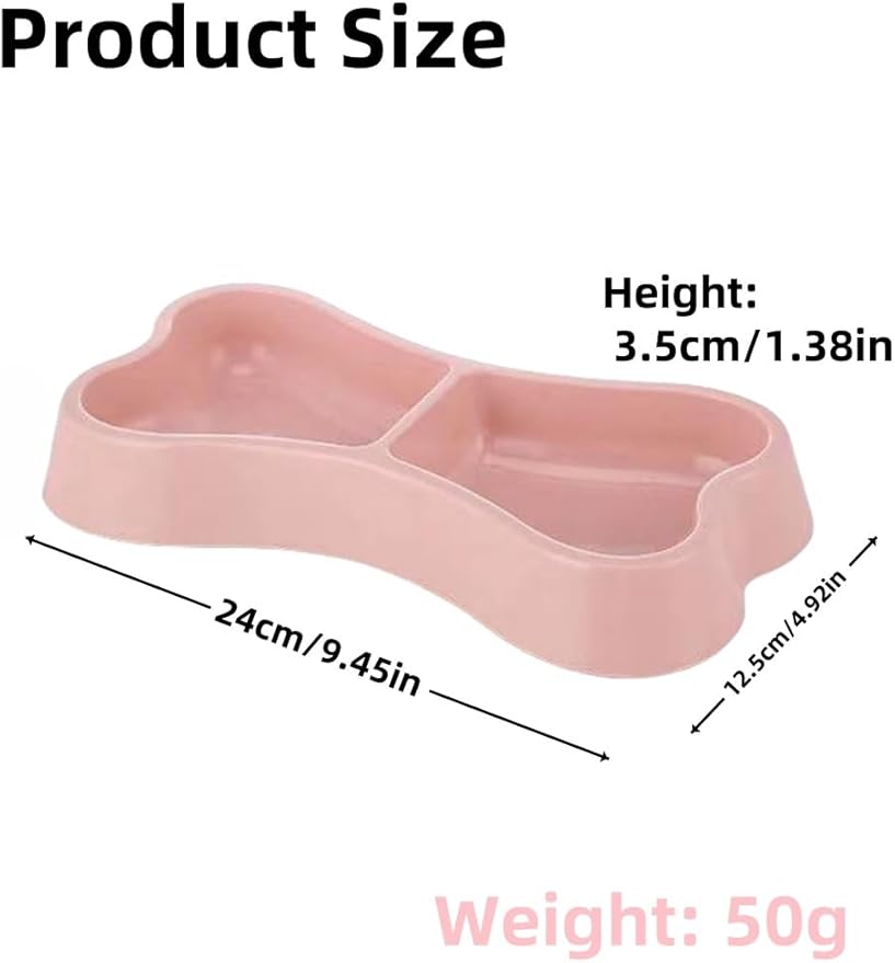 2pcs Lightweight Smal Plastic Food and Water Pet Bowls Dog Feeding Bowls Cat Storage Bowl（Pink,Grey）