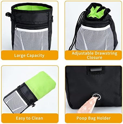 Dog Treat Pouch for Pet Training, 3-Way Wear Training Bag with 2 Clickers, Collapsible Bowl & Poop Bag, Large Capacity Dog Training Kit with Adjustable Waist Belt/Shoulder Strap for Walking - Image 6