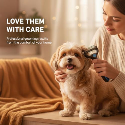 Dematting Comb for Dogs and Cats, Undercoat Rake Pet Brush for Long Hair, Deshedding Dog Brush Removes Tangles Knots and Loose Fur, Grooming Tool for Thick Coats (Blue M) - Image 7