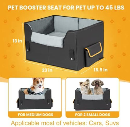 Dog Car Seat for Small Dogs, Elevated Dog Booster Seat Pet Travel Carrier Bed for Car with Adjustable Straps Pet Car Booster Seat for Small Dogs Cats - Image 2