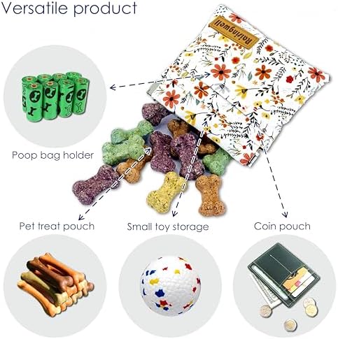 Raisingwell Dog Treat Pouch, Small Cotton Pocket Sized Training Holder, Hand Free Walking Funny Bag with Carabiner, Self-Closing Pet Feed Snack Reward, Behavior Aids for Puppy Travel or Outdoor Use - Image 4
