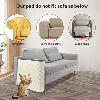 Cat Scratch Sofa Protector,Cat Scratching Couch Protector with 19.7''L*23.6''W Natural Sisal Cat Scratcher Mat for Protecting Couch Sofa Chair (Dark Grey/Right Hand) - Image 6