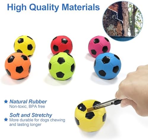 2” Dog Soccer Ball Toys 6 Pack, Squeaky Dog Toys Interactive Soccer Balls for Chewing and Training, Fits for Teething Puppies, Small and Medium Dogs - Image 4