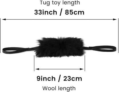 HOWGO Dog Rope Toy - Double Handle Dog Bungee Chaser Toy 100% Sheepskin,Sheep Smell Tug Toy for All Breeds(Mountain Green, Large)