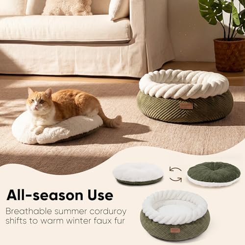 FUKUMARU Cute Round Cat Bed, Calming Donut Small Dog Beds, Washable - Image 4