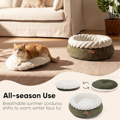 FUKUMARU Cute Round Cat Bed, Calming Donut Small Dog Beds, Washable - Image 4