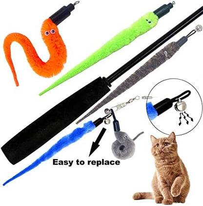 Cat Toy Worm Refills, 24 Pieces Interactive Cat Wand Attachments Worms Toy for Indoor Cats - Image 5